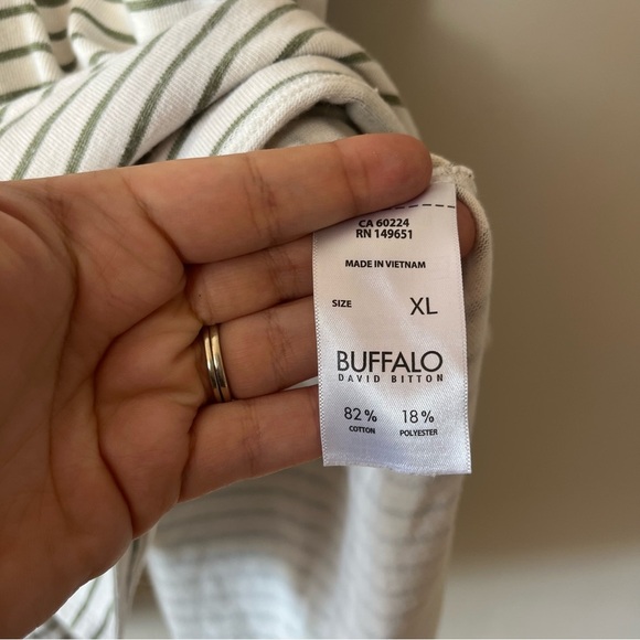 Buffalo David Bitton Midi Green and Cream Striped T-Shirt Dress XL - Picture 6 of 7